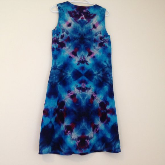 Vintage 90s LL Bean Linen Dress Tie Dye size M - Picture 3 of 15